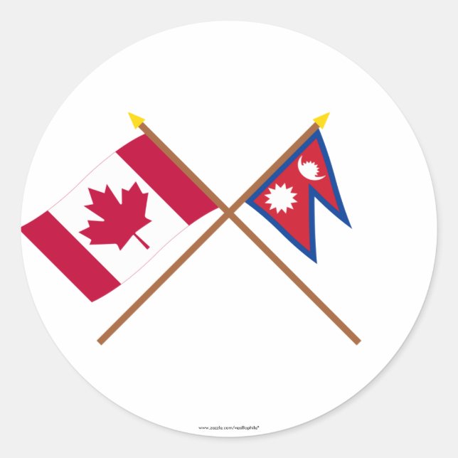 Adesivo Bandeiras cruzadas do Canadá e do Nepal (Frente)