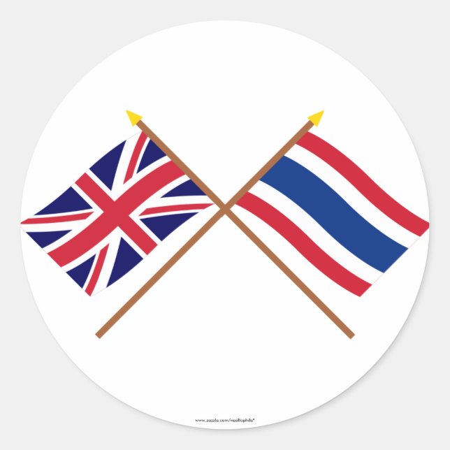 Adesivo Bandeiras cruzadas do Reino Unido e da Tailândia (Frente)