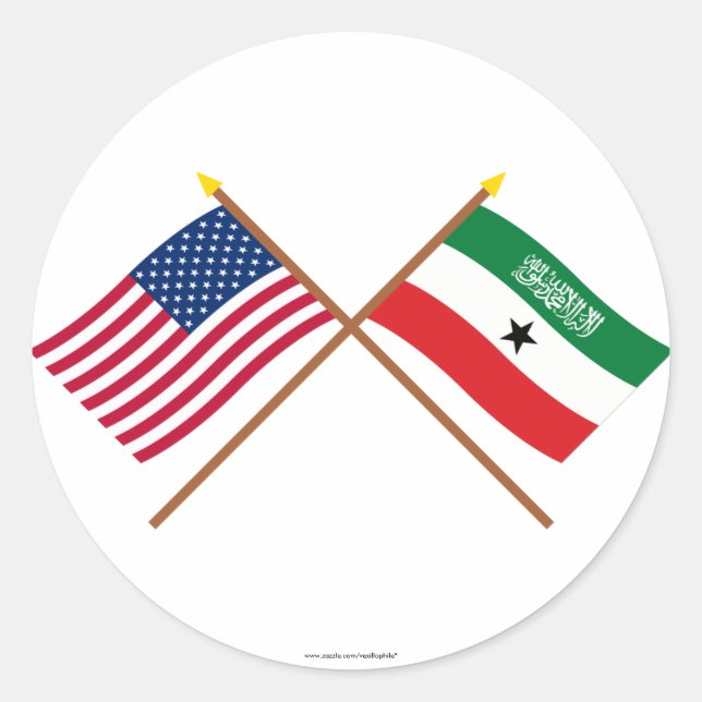 Adesivo Bandeiras cruzadas dos EUA e da Somalilândia (Frente)
