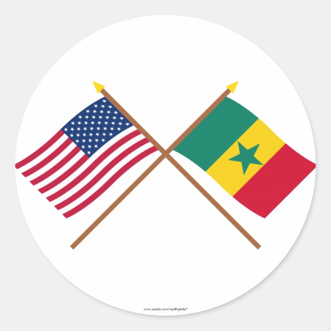 Adesivo Bandeiras cruzadas dos EUA e do Senegal (Frente)