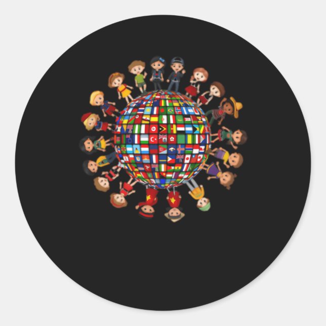 Adesivo Bandeiras Da Diversidade Cultural Mundial Em Torno (Frente)