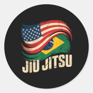 Adesivo Bandeiras de Jiu Jitsu retrô bandeira EUA Brasil d