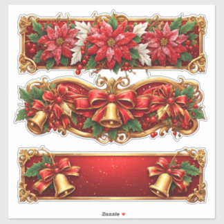 Adesivo Bandeiras de Natal com Poinsettias
