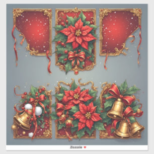 Adesivo Bandeiras de Natal com Poinsettias