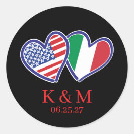 Adesivo Bandeiras do Coração Ítalo-Americano