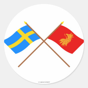 Adesivo Bandeiras do län cruzado da suecia e do Skåne