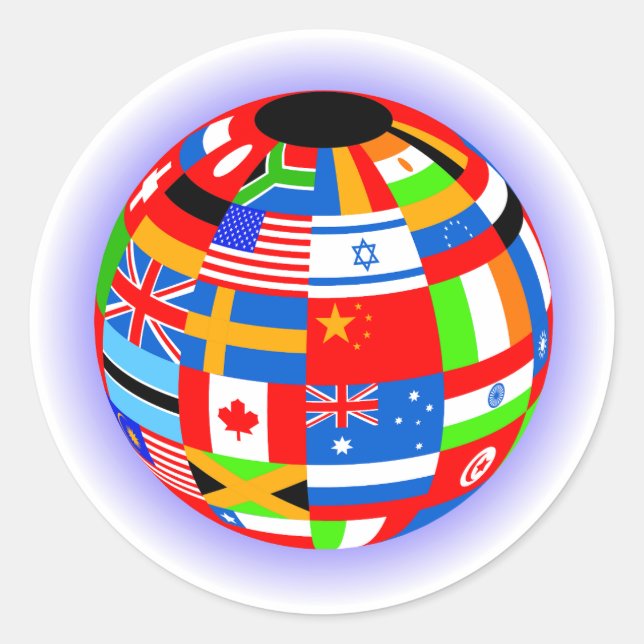 Adesivo bandeiras internacionais globo terra (Frente)