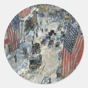 Adesivo Bandeiras na 57th rua por Childe Hassam, arte do