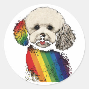 Adesivo Bandeja do arco-íris LGBT Orgulho gay Bichon em Bi