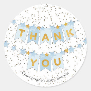 Adesivo Bandejas Azuis Douradas Obrigado