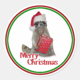 Adesivo Bandit Raccoon de Natal com Presente