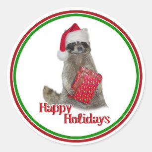 Adesivo Bandit Raccoon de Natal com Presente