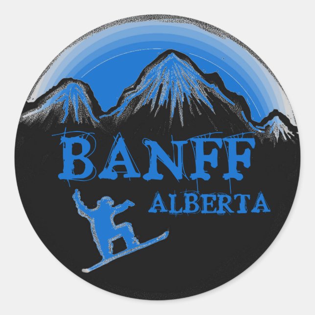 Adesivo Banff Alberta Canada Snowboard stickers azuis (Frente)