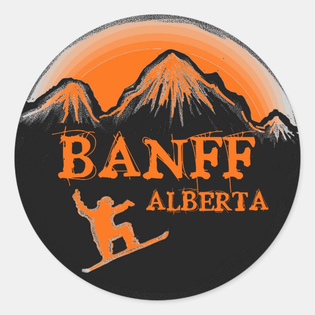 Adesivo Banff Alberta Canada Snowboard stickers laranja (Frente)