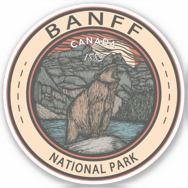 Adesivo Banff National Park Canada Viagem Emblem Vintage (Frente)