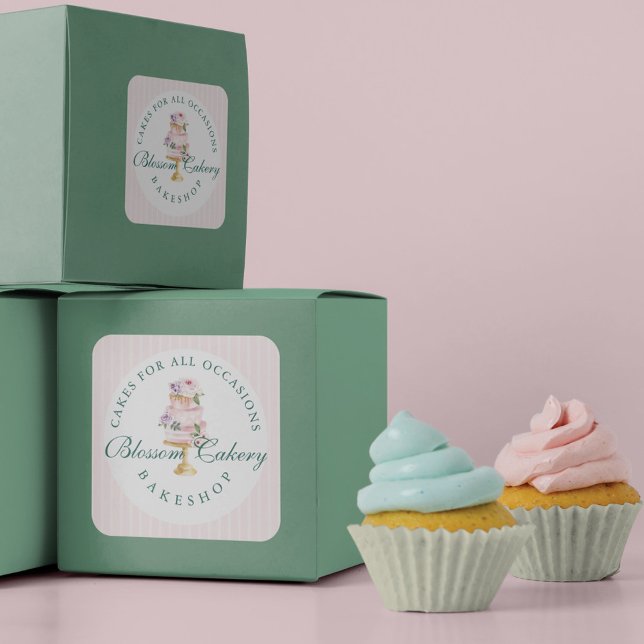 Adesivo Banheiro de Bolo Floral de Aquarela Elegante e Ros (Criador carregado)