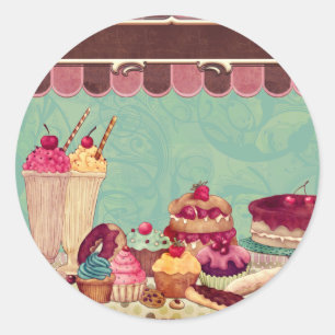 Adesivo Banner de Sinal de Grupo de Cupcakes