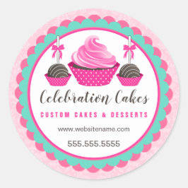 Adesivo Banner Escalonado de Pop de Bolo de Cupcake Rosa E
