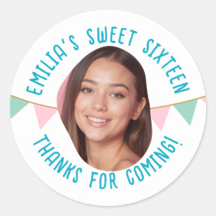 Adesivo Banner Personalizado de Foto de 16 de Aniversário