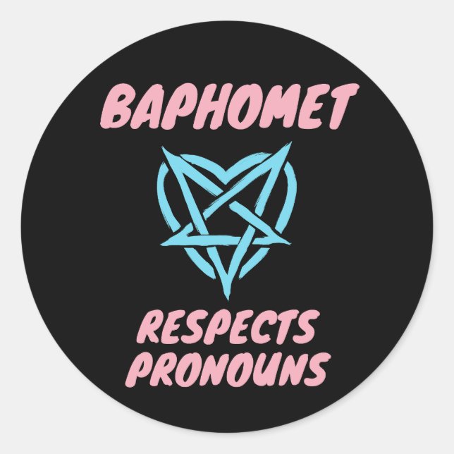 Adesivo Baphomet Respeita Pronouns Transgender (Frente)