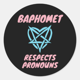 Adesivo Baphomet Respeita Pronouns Transgender