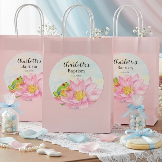 Adesivo Baptism Pink Waterlily & Tree Frog (Criador carregado)