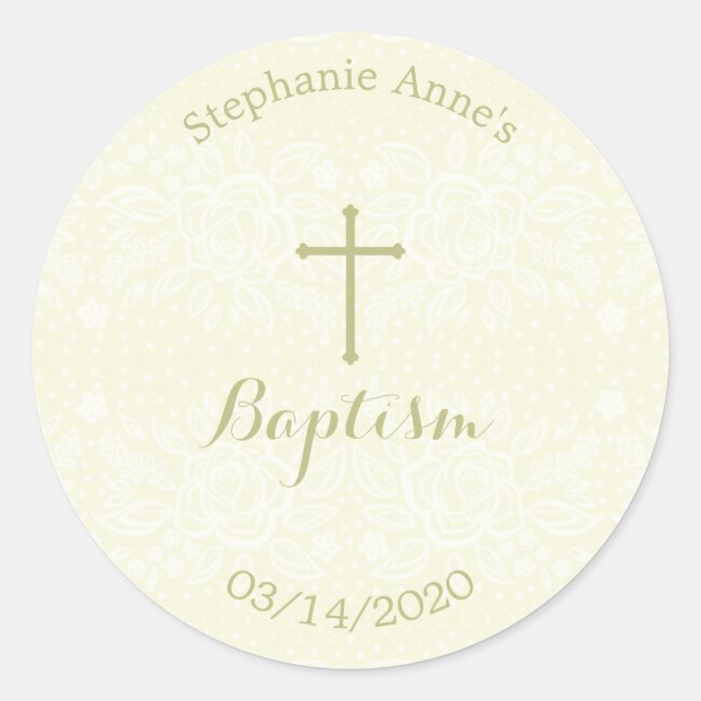 Adesivo Baptism Sage Delicate Lace Floral (Frente)