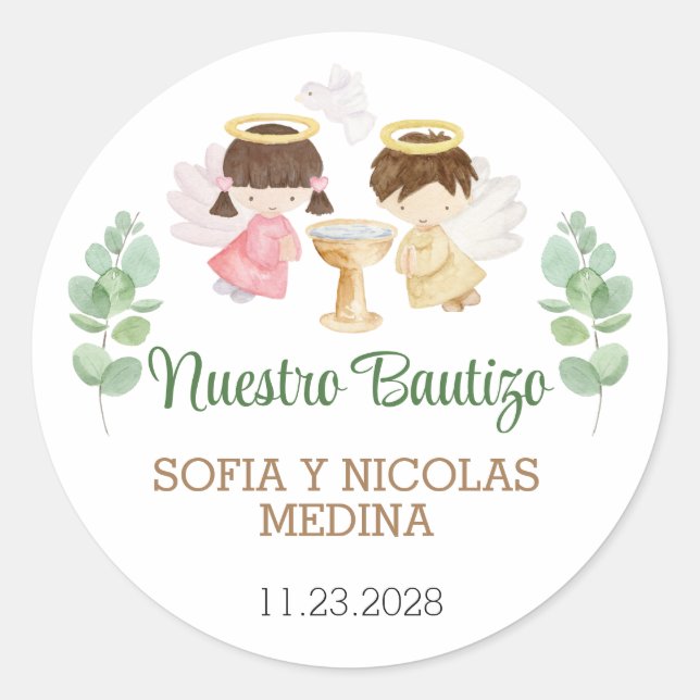 Adesivo Baptism Stickers Girl Boy Bautizo Espanhol (Frente)
