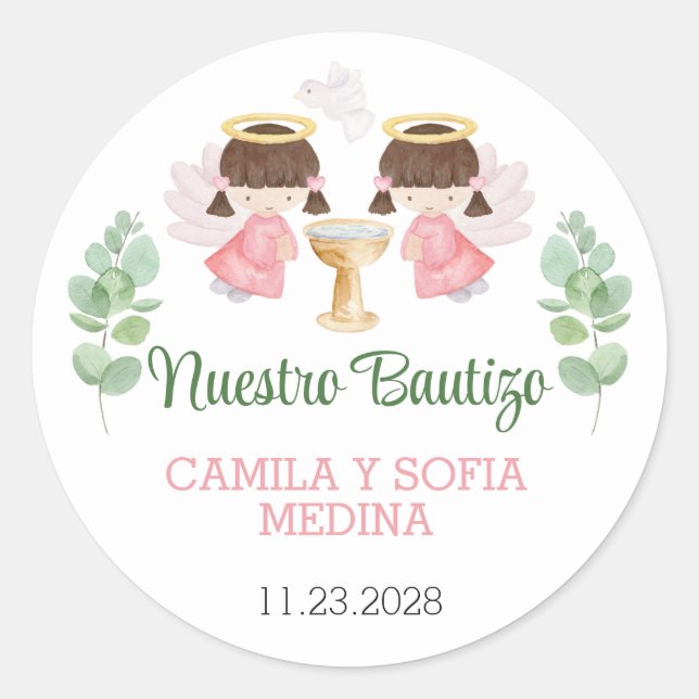 Adesivo Baptism Stickers Two Girls Bautizo Espanhol (Frente)