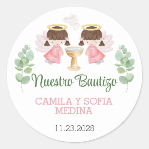 Adesivo Baptism Stickers Two Girls Bautizo Espanhol
