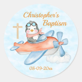 Adesivo Baptism Watercolor Baby Penguin
