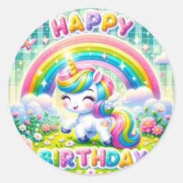 Adesivo Baquinhos bonitos de aniversário do arco-íris
