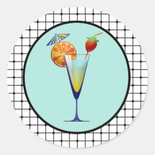 Adesivo Bar de Drinks de Cocktail em Turquesa com Design d