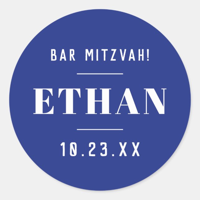 Adesivo Bar de nome personalizado ou Bat Mitzvah Modern Cl (Frente)