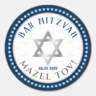 Adesivo Bar Feliz Mitzvah 20XX Decorativo Azul