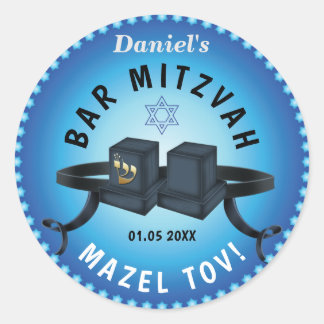 Adesivo Bar Feliz Mitzvah 20XX Decorativo Azul