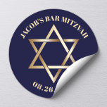 Adesivo Bar judeu MITZVAH Star do Marinho David e Dourado<br><div class="desc">Bar judeu MITZVAH,  estrela Dourada de David Marinho Blue Stickers.</div>