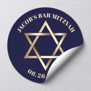 Adesivo Bar judeu MITZVAH Star do Marinho David e Dourado