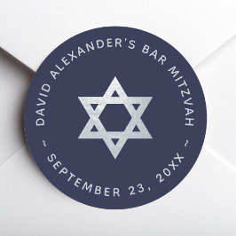Adesivo Bar Mitzvah Azul Marinho - Estrela de Davi Falsa P