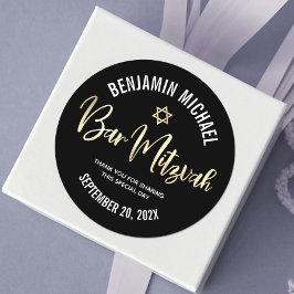 Adesivo Bar Mitzvah Black Gold Foil Script Bold Moderno