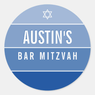 Adesivo BAR MITZVAH bloco moderno negrito bloco royal blue