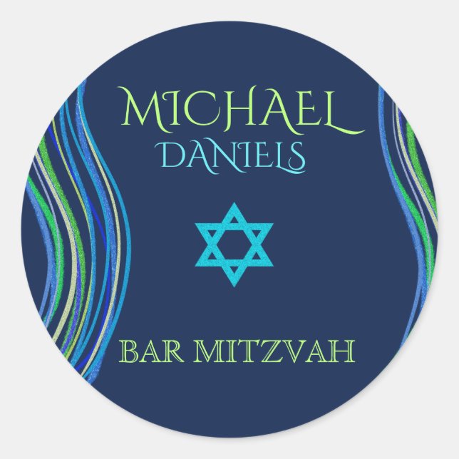 Adesivo Bar Mitzvah Blue e Green Prayer Shawl (Frente)