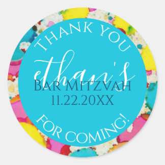 Adesivo Bar Mitzvah Confetti Design Round Sticker