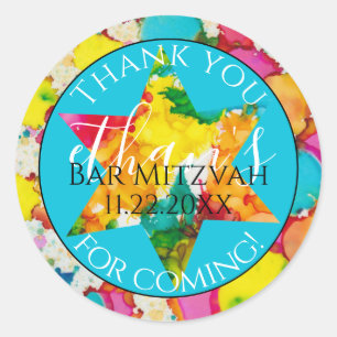 Adesivo Bar Mitzvah Confetti Star Round Sticker