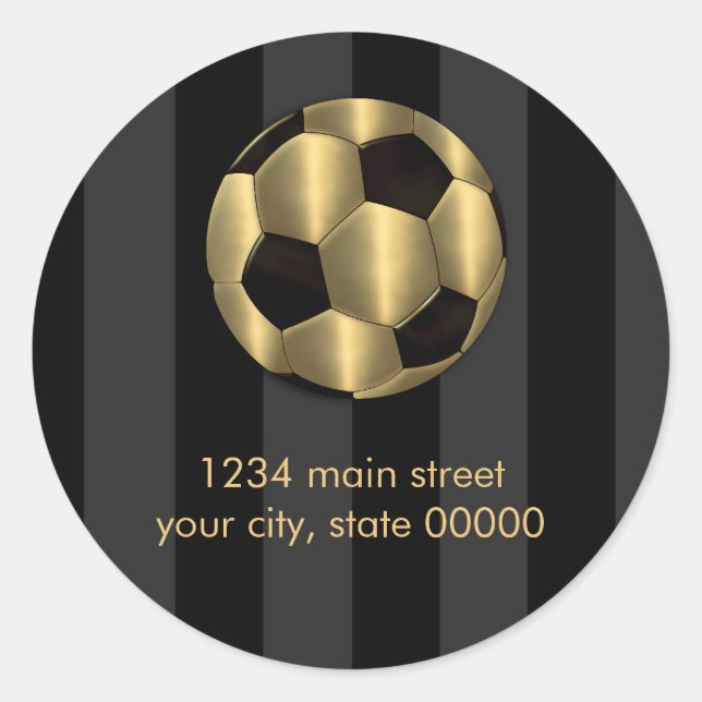 Adesivo Bar Mitzvah Dourada e bola de futebol negra (Frente)
