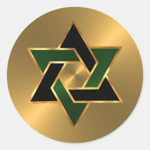 Adesivo Bar Mitzvah Dourada Estrela Negra Verde de David