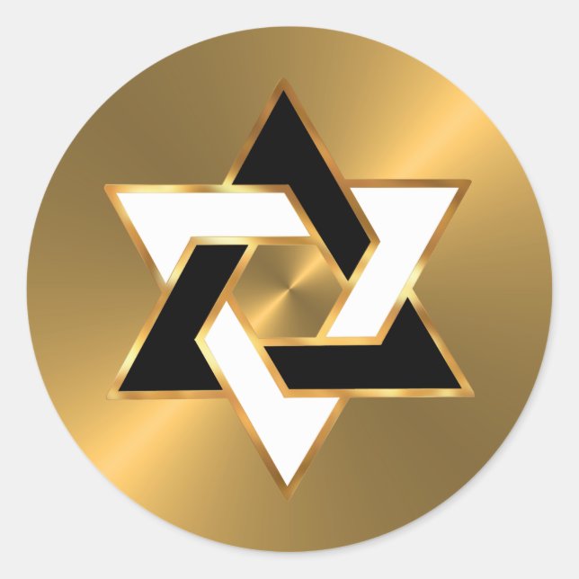Adesivo Bar Mitzvah Dourado Branco Preto Estrela de Davi (Frente)
