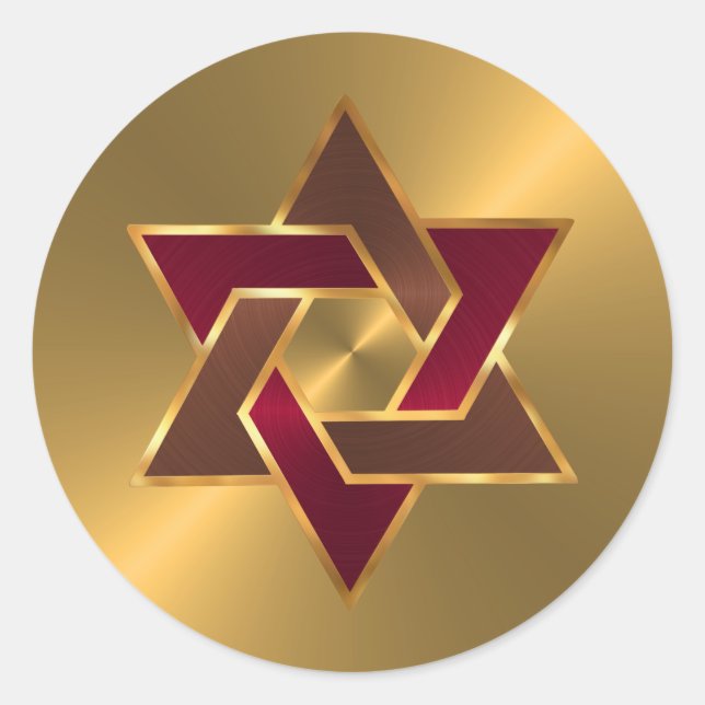 Adesivo Bar Mitzvah Dourado Estrela Vermelha Brown de Davi (Frente)
