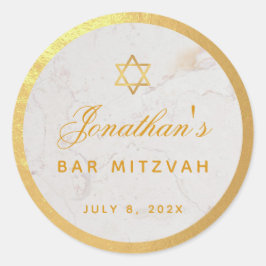 Adesivo Bar Mitzvah Elegante Faux Dourado Calliografia Mar