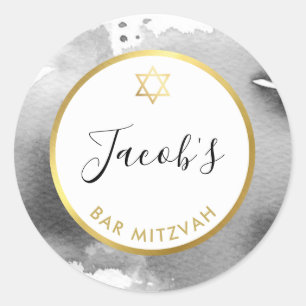 Adesivo BAR MITZVAH - estrela dourada - cinza inteligente